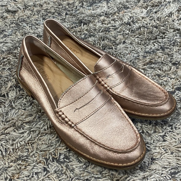 Sperry metallic all leather Rosegold loafers size 7 women’s - Picture 3 of 10